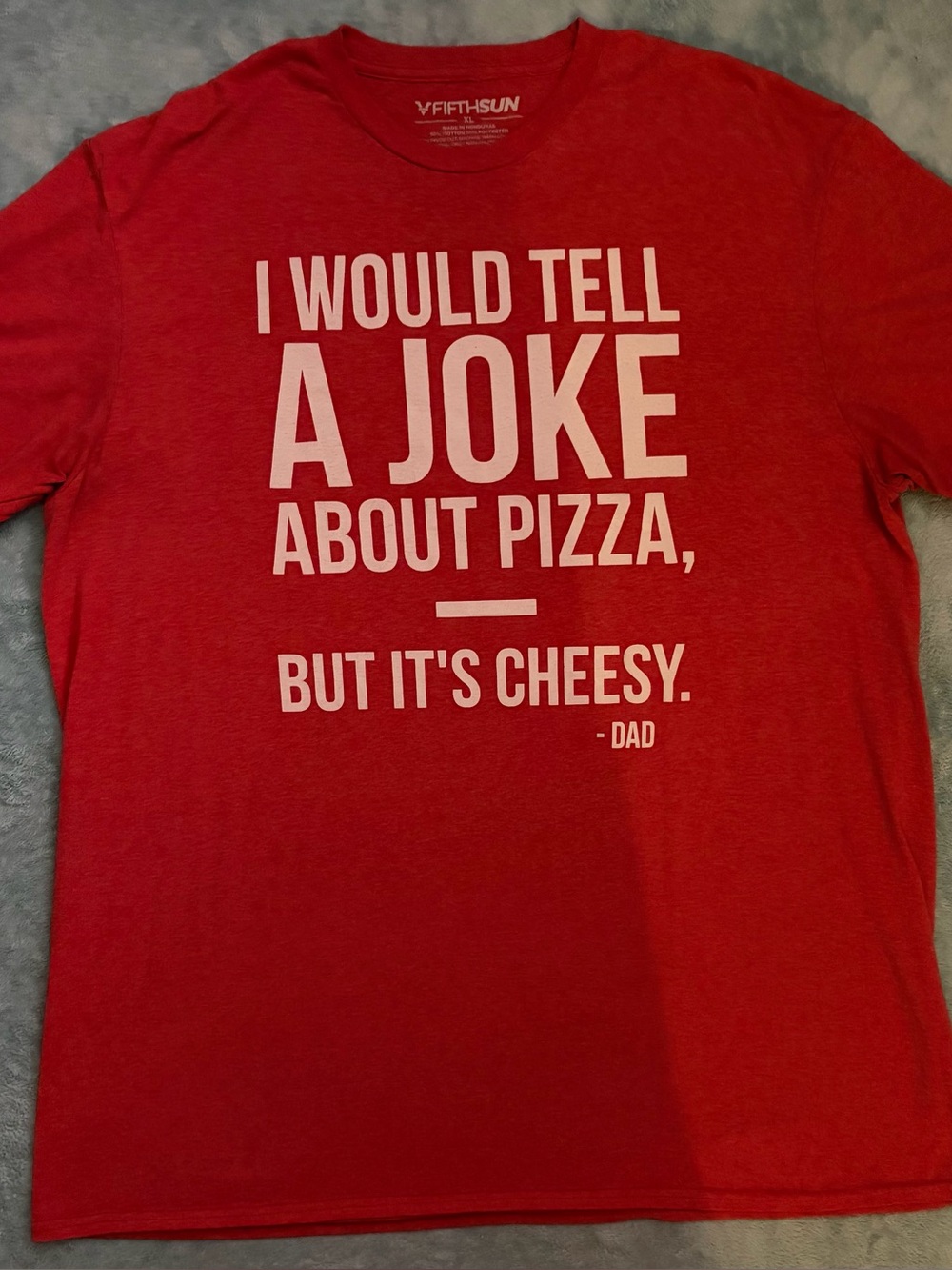 Fifth Sun Red Short-Sleeve Graphic Tee — Funny Cheesy Pizza Dad Joke Red XL